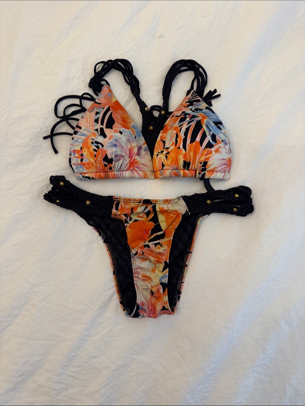 Victoria secret Floral Black and Orange Bikini Set